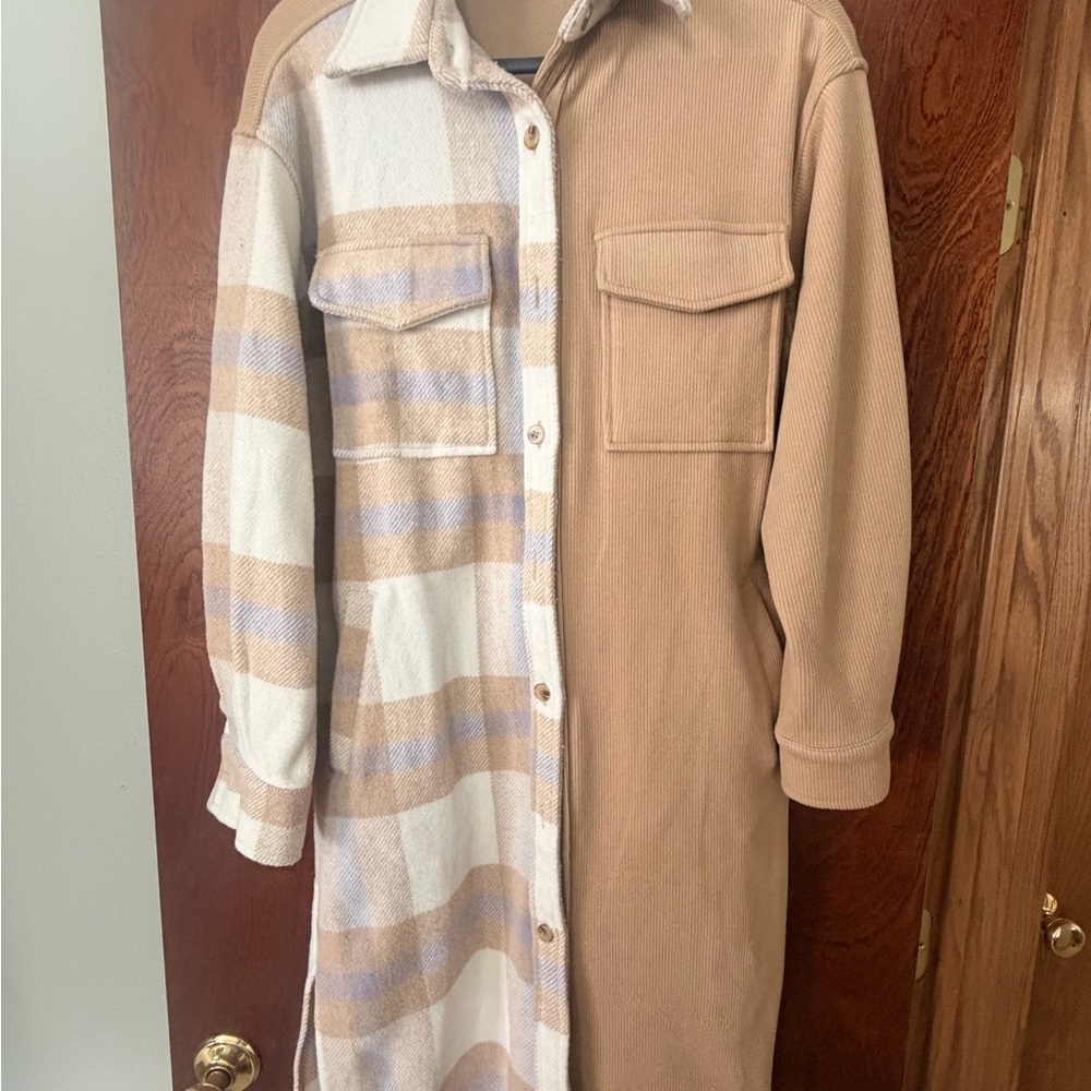 Elegant Tan and Cream Trench Coat